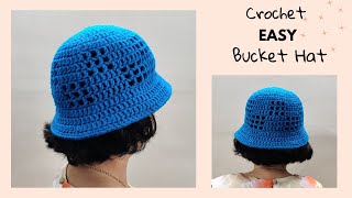 Crochet Easy Bucket Hat or Sun Hat Beginner Friendly Tutorial  Cadie Buchet Hat [upl. by Anits]