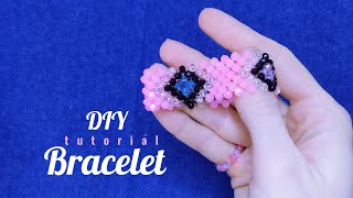 DIY Pink bracelet with pattern Stretchy bracelet with crystal beads Easy beading tutorial [upl. by Rahman434]