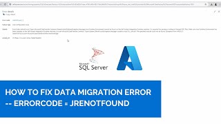 How to Fix Data Migration Error  errorcode  jrenotfound [upl. by Anaihk]