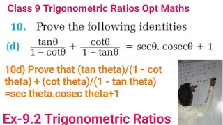 10d Prove that tan theta1  cot theta  cot theta1  tan theta sec thetacosec theta1 [upl. by Harvey261]