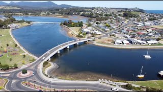 Ulverstone in Tasmania Australia  Town Centre from above drone RAW FOOTAGE [upl. by Ayek]