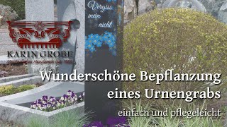 Grabbepflanzung einer Urnengrabanlage Stele Grobe Naturstein in Zossen [upl. by Fotina]