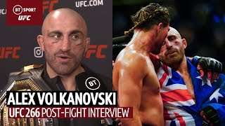 quotThe guillotine was DEEP But I kept fightingquot Volkanovski reacts to win at UFC 266 [upl. by Catima]