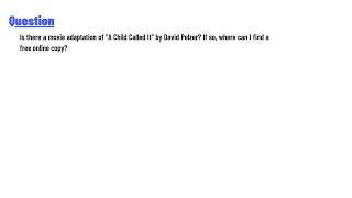 Is there a movie adaptation of A Child Called It by David Pelzer [upl. by Arni]