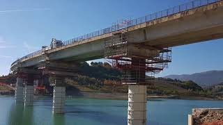 Ponteggi a sbalzo sospesi per viadotto Moscosi a Cingoli Macerata [upl. by Yaj]