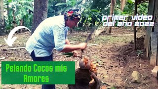 😎🇵🇦🥥PELANDO UN COCO 🥥CON ESPONJA  COCINA Y MÁS CON YESSY 2022 [upl. by Ainesey]