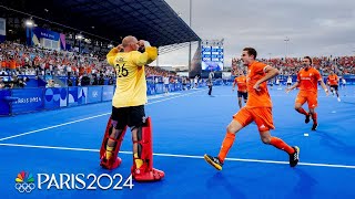 Netherlands mens field hockey HANGS ON through shootout vs Germany for gold  Paris Olympics [upl. by Beverly]