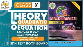 Exercise 204 Q 4 plotting graph chapter 20  theory of quadratic equation  Sindh Text Book Mac [upl. by Ferdie]