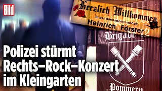 NaziAufmarsch im Kleingarten Neonazis verschanzen sich in Vereinsheim vor Polizei  Neumünster [upl. by Anilah]