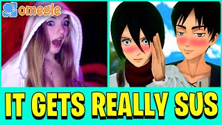 Omegle but Eren and Mikasa make it REALLY SUS VRChat VR [upl. by Ahkihs]