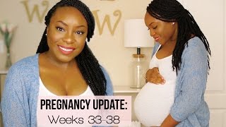 PREGNANCY UPDATE WEEKS 3338 Inducing Naturally Early Labor Contractions amp Final Bumpdate [upl. by Esyle]