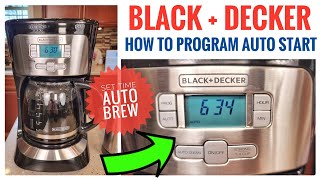 Black Decker 12 Cup Programmable Coffee Maker How Program amp Set Auto Brew Time [upl. by Adihaj]