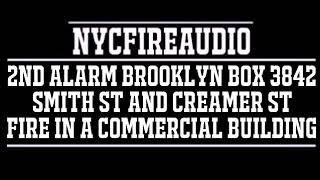 NYCFireAudio  FDNY Brooklyn 2nd Alarm Box 3842 Audio  Fire in A Factory  61418 [upl. by Pete]