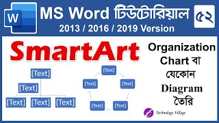 Create Organization Chart in Word  Smartart in MS Word 2016  Microsoft Word Tutorial Bangla [upl. by Ailegna430]