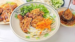 Món Bún Nước Tương Ăn Với Thịt Gà Nướng  Hoài Nam Food [upl. by Sheepshanks944]