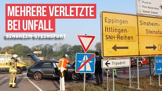 Verkehrsunfall auf der L592 bei SinsheimSteinsfurt Fünf Leichtverletzte darunter zwei Kinder [upl. by Nael607]