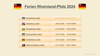 Ferien Rheinland Pfalz 2024 [upl. by Aneem]