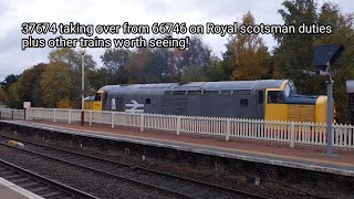 37674 taking over Royal Scotsman duties plus other trains at Aviemore 111024 [upl. by Itsyrk696]