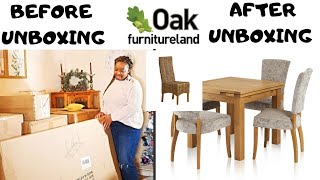 UNBOXING AND ASSEMBLING OUR NEW DINNING SET FROM OAK FURNITURE LAND [upl. by Lamori477]