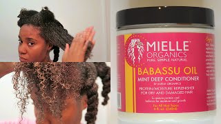 Mielle Organics Babassu Oil Mint Deep Conditioner Review  KINKY HAIR [upl. by Gnak]