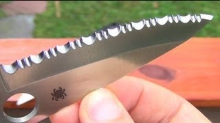 Spyderco quotSpyderEdgequot Serrations vs Bottles [upl. by Imhsar859]