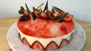 STRAWBERRY CAKE  FRAISIER GATEAUCreme diplomatRecipe how to make [upl. by Faxun774]