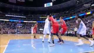 Donatas Motiejunas Dwight Howard both block Jusuf Nurkic [upl. by Adlog]