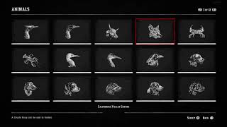 Red Dead Redemption 2 Complete List of Every Animal Skin Deep amp Zoologist TrophyAchievement [upl. by Bobine]