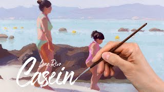 Painting Figures on the Beach with Richeson Casein Tempera  by Lena Rivo [upl. by Wynnie]