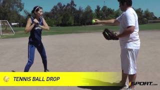 Softball Hitting Drills Oneknee Drills Threestep Tennis Ball Drop [upl. by Cindee850]