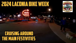 Laconia Bike Week 2024  Riding through Weirs Beach  Rally Headquarters  LIVE ACTION [upl. by Odrawde]