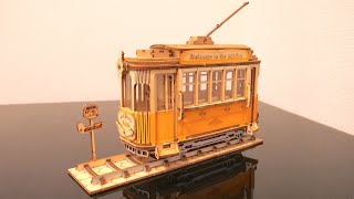 Wooden Puzzle Kit  TRAM CAR  Robotime [upl. by Mack]