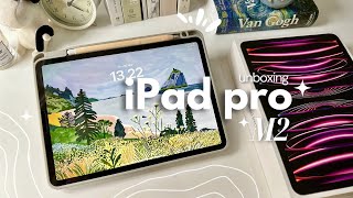 🌱ipad pro m2 11” unboxing  setup ♡ aesthetic ipad accessories 📦 [upl. by Vyse]