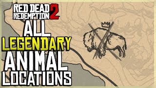 ALL LEGENDARY ANIMAL MAP LOCATIONS IN RED DEAD REDEMPTION 2 [upl. by Elly]