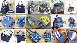 9 DIY Denim and Printed Fabric Bags  Old Jeans Ideas  Compilation  Upcycle Crafts  Bag Tutorial [upl. by Michel]