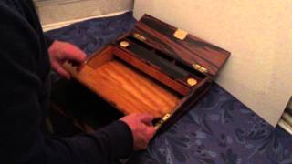 Calamander Wood “Fisher” Writing Slope Lap desk c1850 [upl. by Mavilia]