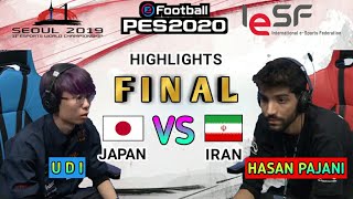 HIGHLIGHTS FINAL ESPORTS WORLD CHAMPIONSHIP PES 2020 UDI JAPAN VS HASAN PAJANI IRAN [upl. by Hadeehsar]