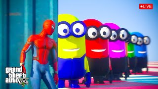 GTA 5 EPIC RAGDOLL SHOW SPIDERMAN VS COLOR MINION FALLS amp FAILS LIVE GTA V gta shortsfeed [upl. by Meehan]