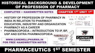 Historical Background and Development of Profession of Pharmacy  Ch 1 U 1  Pharmaceutics 1st sem [upl. by Grethel]