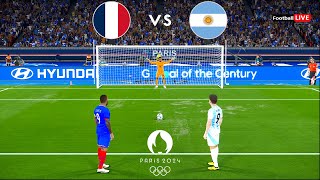 FRANCE vs ARGENTINA  Penalty Shootout  Olympic Games PARIS 2024 Quarter Final  PES Gameplay [upl. by Yettie]