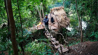 Bushcraft Camp Builder House Tree Shelter Survival In Wild Cooking Overnight [upl. by Callum215]