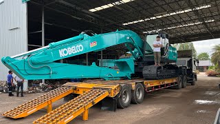 เดินน้องใหม่ลงโลเบทรถแม็คโครบูมยาว KOBELCO SK210LC [upl. by Palmer100]