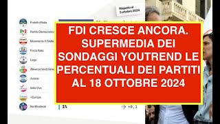 SUPERMEDIA DEI FDI CRESCE ANCORA SONDAGGI YOUTREND LE PERCENTUALI DEI PARTITI AL 18 OTTOBRE 2024 [upl. by Lari234]