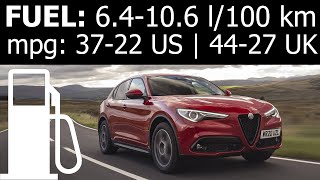 Alfa Romeo Stelvio 20T 280 Q4 fuel consumption economy city highway autobahn motorway mpg l100 km [upl. by Mchenry]