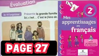 mes apprentissages en français 2 Ap page 27 [upl. by Sisxela]