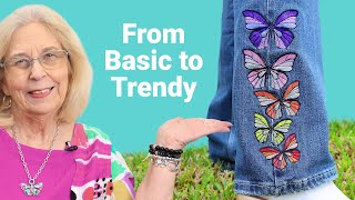 How to Make Embroidered Jeans THE EASY WAY Free Design Inside [upl. by Watkins865]