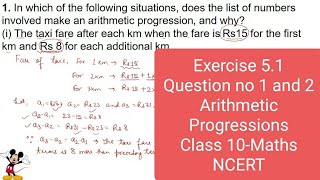 Exercise 51 class 10 mathsQuestion 1 and 2Arithmetic progressionsChapter 5NCERT [upl. by Fougere185]