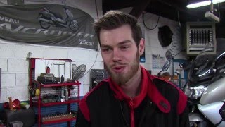 Jim Noël mécanicien moto formé à la Faculté des Métiers embauché chez MBK Cotin à Rennes [upl. by Onnem]