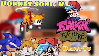 Dorkly Sonic For Hire V1 FULL WEEK  Fnf React To Funkin for Hire FNFTailsMario [upl. by Dinerman372]