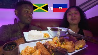 Jamaican first time trying Haitian Food 🙂‍↕️ [upl. by Ahsilaf]